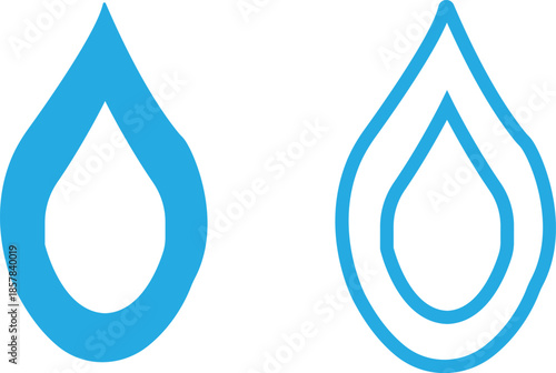 water drop ion icon set in flat and line style, liquid droplet and hydration symbol collection with aqua, fluid and moisture concepts, minimal monochrome vector graphic group