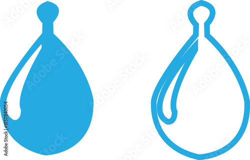 water drop ion icon set in flat and line style, liquid droplet and hydration symbol collection with aqua, fluid and moisture concepts, minimal monochrome vector graphic group