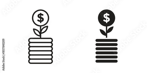 Investment icons. doodles vector. icon set in line strokes