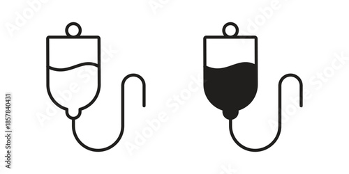 IV bag icons. doodles vector. icon set in line strokes