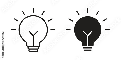 Light bulb icons. doodles vector. icon set in line strokes