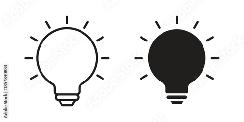 Lightbulb icons. doodles vector. icon set in line strokes