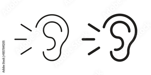 Listening icons. doodles vector. icon set in line strokes