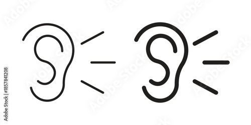 Listening icons. doodles vector. icon set in line strokes