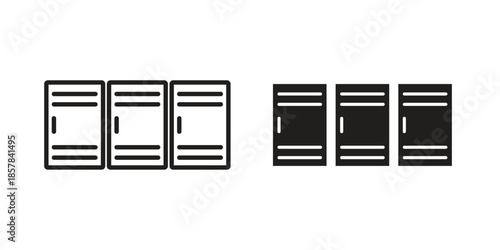 Lockers icons. doodles vector. icon set in line strokes