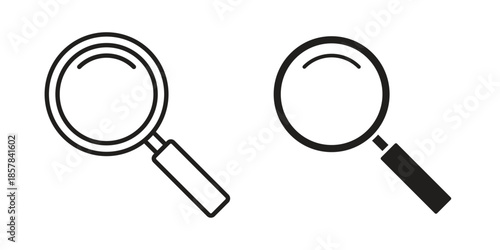 Loupe icons. doodles vector. icon set in line strokes