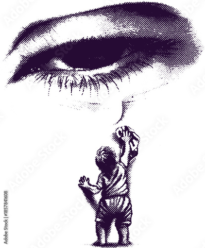 A Child's Small Act Against the Weight of the Giant Eye