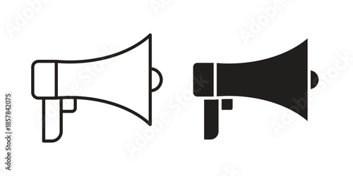 Megaphone icons. doodles vector. icon set in line strokes