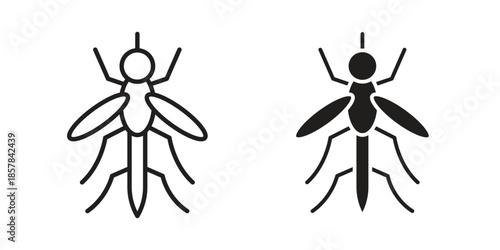 Mosquito icons. doodles vector. icon set in line strokes