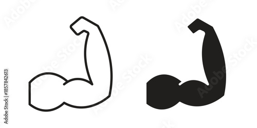 Muscle icons. doodles vector. icon set in line strokes