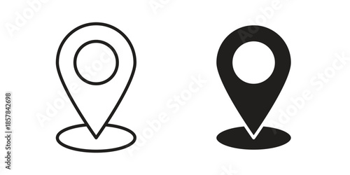 Navigation pin icons. doodles vector. icon set in line strokes