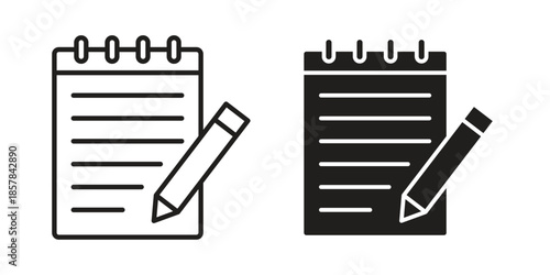 Notepad icons. doodles vector. icon set in line strokes