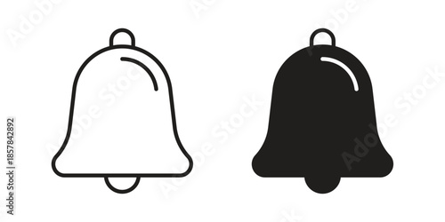 Notification bell icons. doodles vector. icon set in line strokes