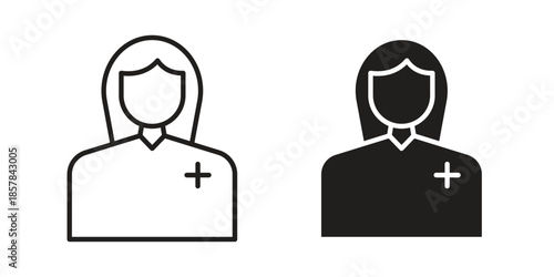 Nurse icons. doodles vector. icon set in line strokes