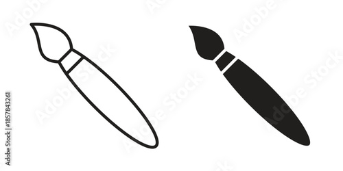 Paint brush icons. doodles vector. icon set in line strokes