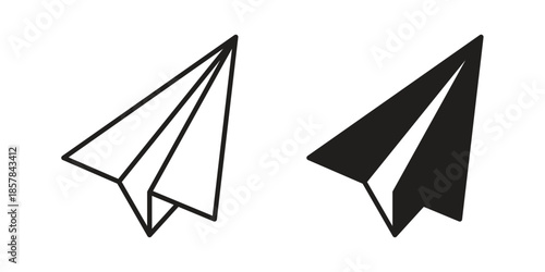 Paper plane icons. doodles vector. icon set in line strokes