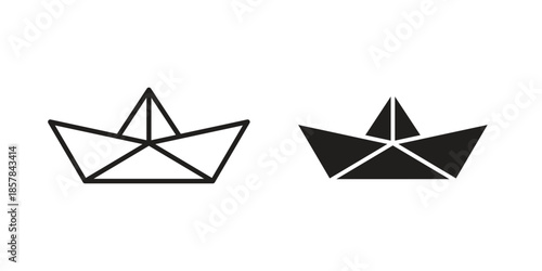 Paper boat icons. doodles vector. icon set in line strokes