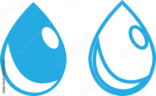 water drop ion icon set in flat and line style, liquid droplet and hydration symbol collection with aqua, fluid and moisture concepts, minimal monochrome vector graphic group