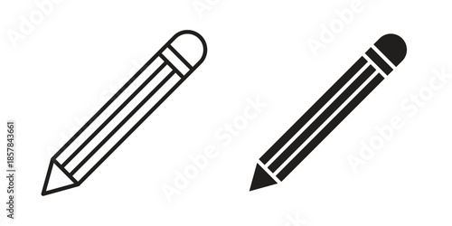 Pencil icons. doodles vector. icon set in line strokes
