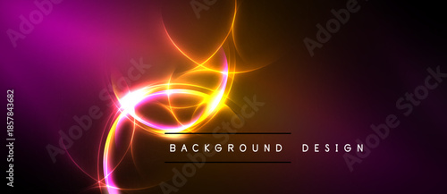 Abstract vibrant energy flow. Pink, orange hues blend into dark background. Modern design element for digital projects.