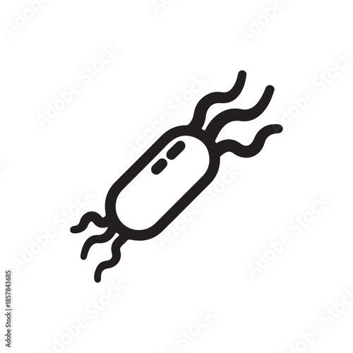 Bacteria With Outline Icon Vector on white back ground