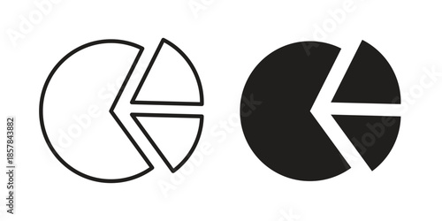 Pie chart icons. doodles vector. icon set in line strokes