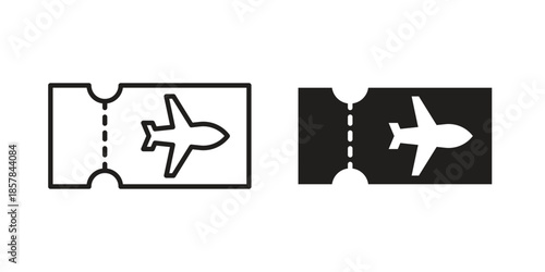 Plane Ticket icons. doodles vector. icon set in line strokes