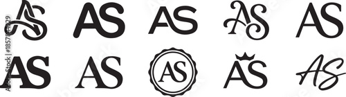Simple black monogram logo initials a and s graphic elements vector template