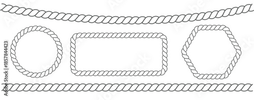 Rope brushes set isolated. Collection rope patterns, perfect for creating knit and rope designs bundle
