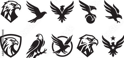 Collection of eagle logo designs hawk falcon bird of prey bird vector