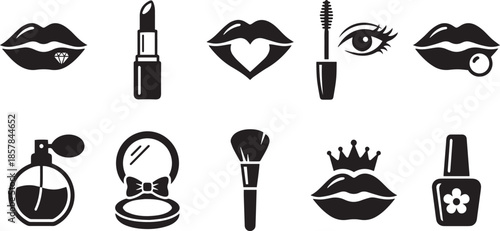 Modern beauty logo template set ten designs for fashion brand on transparent