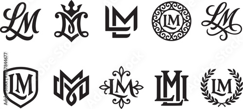 Elegant letter lm monogram logo collection design vector template on background