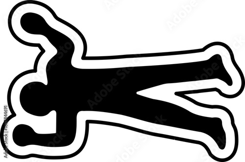 dead body icon of crime scene human silhouettes of flat vector symbols, add corpse, victim, murder, death, forensic illustration, black icon