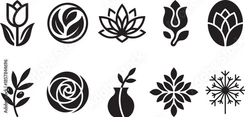 Set of botanical element with a simple style vector illustration design