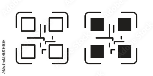 QR code icons. doodles vector. icon set in line strokes