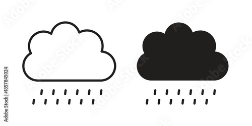 Rain icons. doodles vector. icon set in line strokes