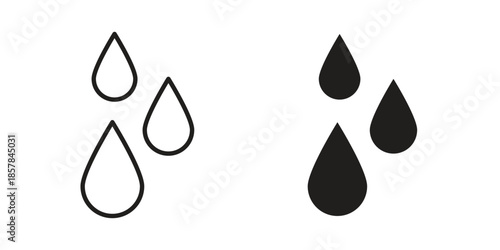 Raindrops icons. doodles vector. icon set in line strokes