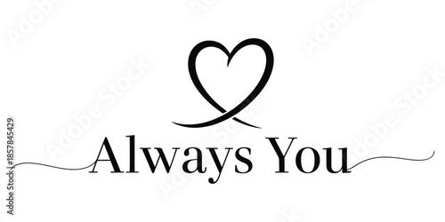 Always You Couple Line Art Minimalist Hug Love Quote Typography Design