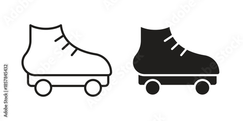 Roller skates icons. doodles vector. icon set in line strokes
