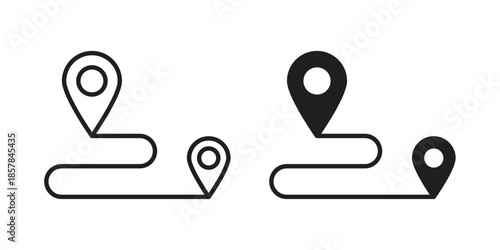 Route icons. doodles vector. icon set in line strokes