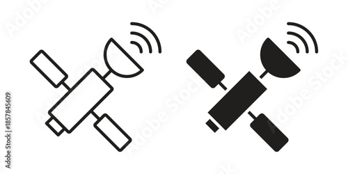 Satellite icons. doodles vector. icon set in line strokes