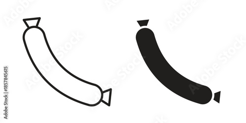 Sausage icons. doodles vector. icon set in line strokes