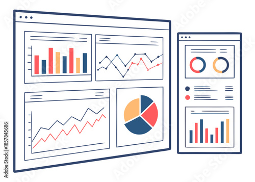vector illustration of graphs and charts