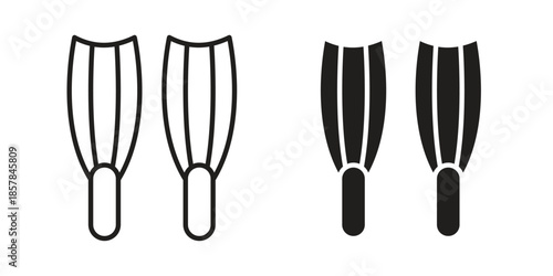 Scuba diving icons. doodles vector. icon set in line strokes