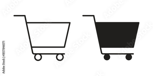 Shopping basket icons. doodles vector. icon set in line strokes