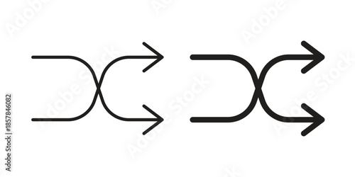 Shuffle icons. doodles vector. icon set in line strokes