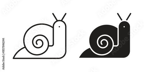 Snail icons. doodles vector. icon set in line strokes