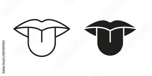 Tongue icons. doodles vector. icon set in line strokes