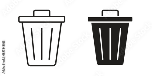 Trash Bin icons. doodles vector. icon set in line strokes