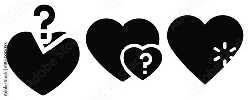 love surprise silhouette icon set, black color and white background